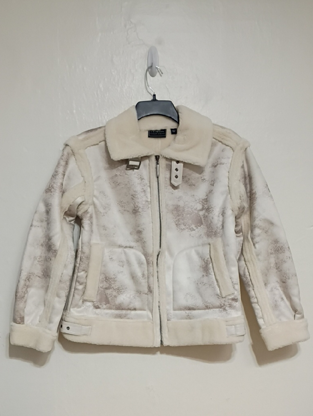 G by Giuliana Faux Leather & Sherling Full Zip Jacket Size XS NWT